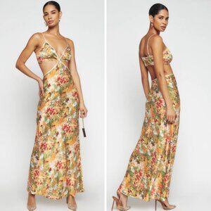 NEW Reformation Poppies Silk Dress in Sojourn, Size 8